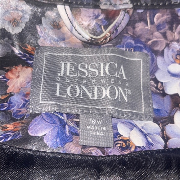 Jessica London NWOT Multicolor Floral Leather Jacket - Picture 2 of 4